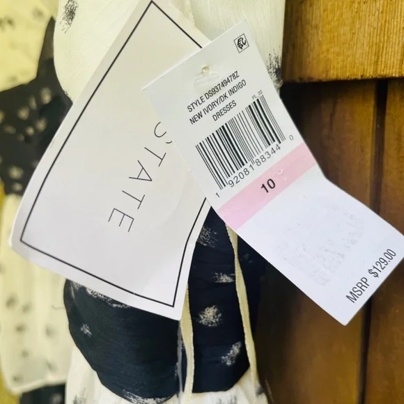 1.state Womens Colorblocked Tiered Maxi Dress New Ivory Dark Indigo Size 10 NWT - Picture 13 of 17